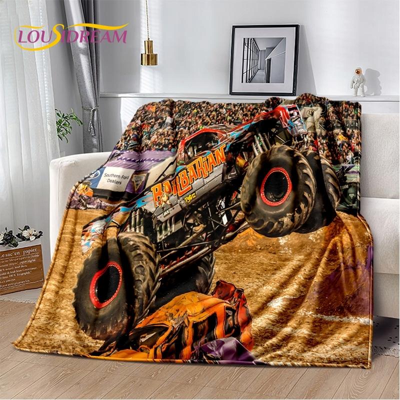 Monster Truck 3D Monster Jam Cartoon Soft Blankets,Keep Warm Throw Blanket Comfortable Blanket for Picnic Beds Sofa Home Bedroom
