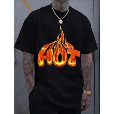 European Sizes Men's Casual Sportswear Short-sleeved Shirt, Trendy 2D Printed Pattern, Stretchy and Comfortable