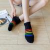 Harajuku Cute Rainbow Ankle Socks Ladies Funny Kawaii Color Yellow White Black Cotton Socks Girls