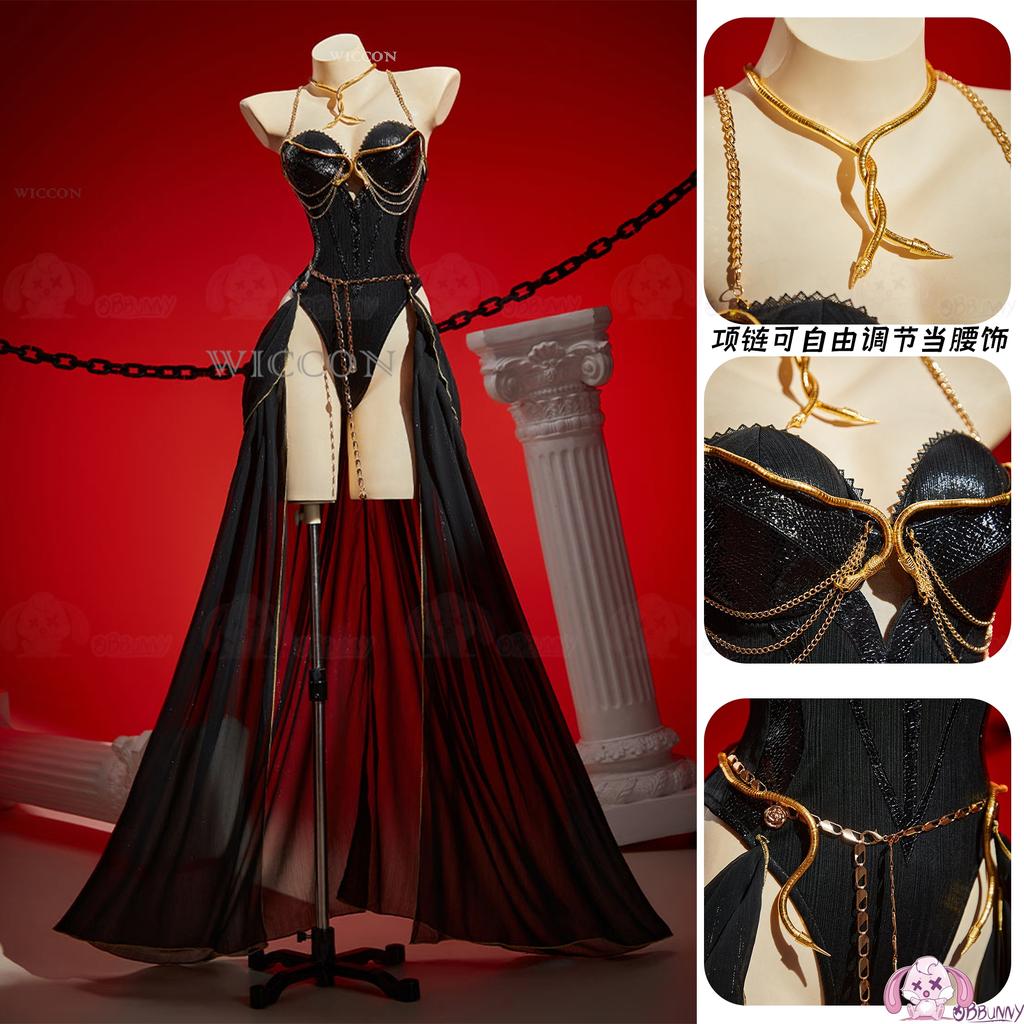 Halloween Original Clothing Medusa Queen Cosplay Dark Gothic Outfit Dress Women Sexy Tight Black Onesie Costume Snake Style Gown