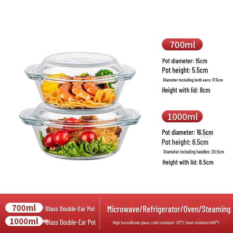 Heat-Resistant Glass Bowl with Lid