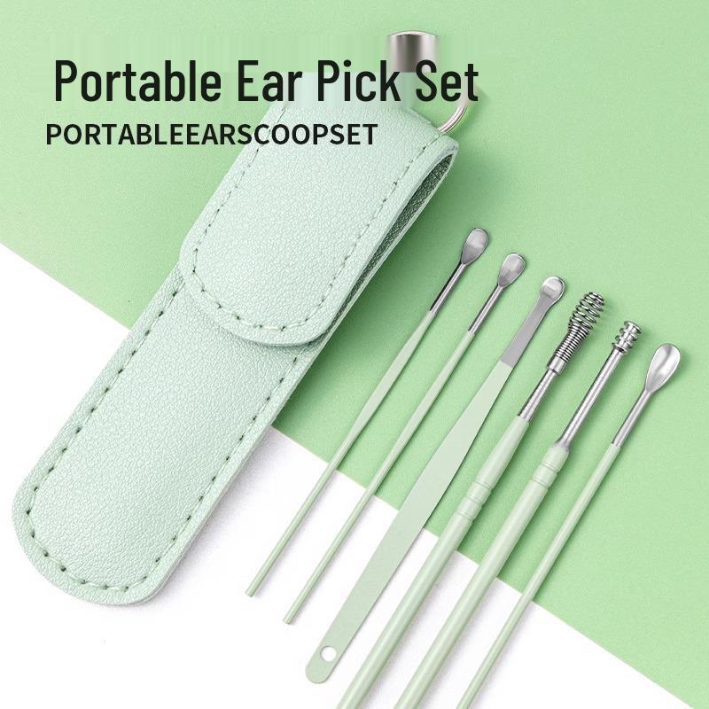 Stainless Steel 6-Piece Ear Cleaning Set for Adults & Children - Spiral Ear Pick Cleaners