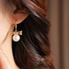 Simulation Freshwater Pearl Bow Pearl Long Earrings Shell Beads Ear Hook Drop Earrings  Girls Gift