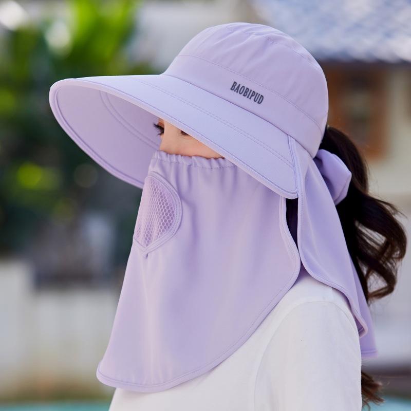 Pălărie de soare pentru femei, protecție UV, față completă, acoperire, exterior, rezistent la vânt, gât, cules de ceai, pălărie de umbrire, șal, protecție solară, pălărie