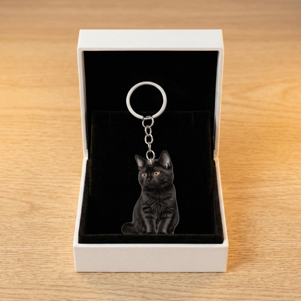 2 PCS Cute Black Kitten Keychain Acrylic Bag Hanging Creative Mini Cat Pendant Girls Women