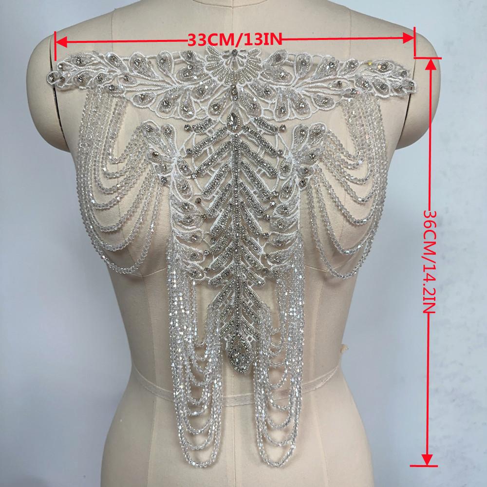Hot Sell New Handmade Embroidered Flower Shape Sew-on Rhinestone Fabric Bodice Patches for Wedding Party DIY