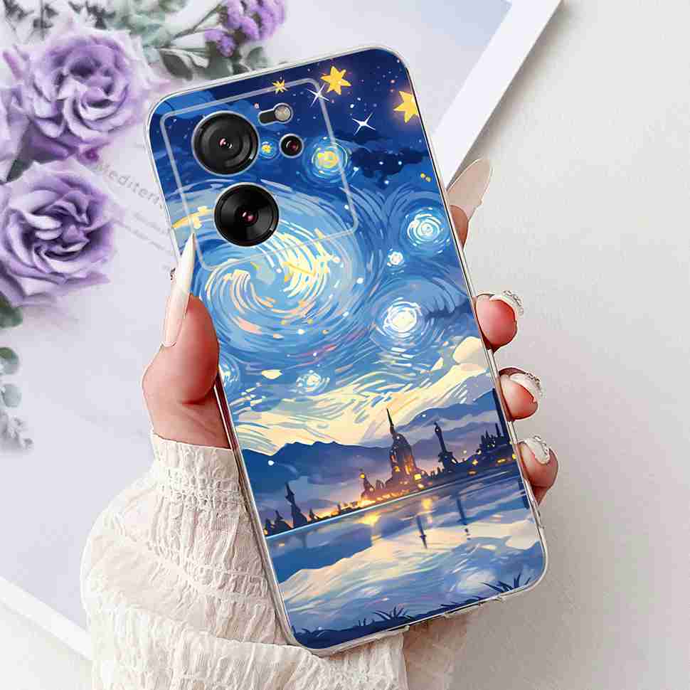 For Xiaomi Mi 13T 5G 6.67" Case Cartoon Bear Soft Silicone TPU Cover For Xiaomi Mi13T 5G 2306EPN60G 6.67" Colorful Flowers Shell