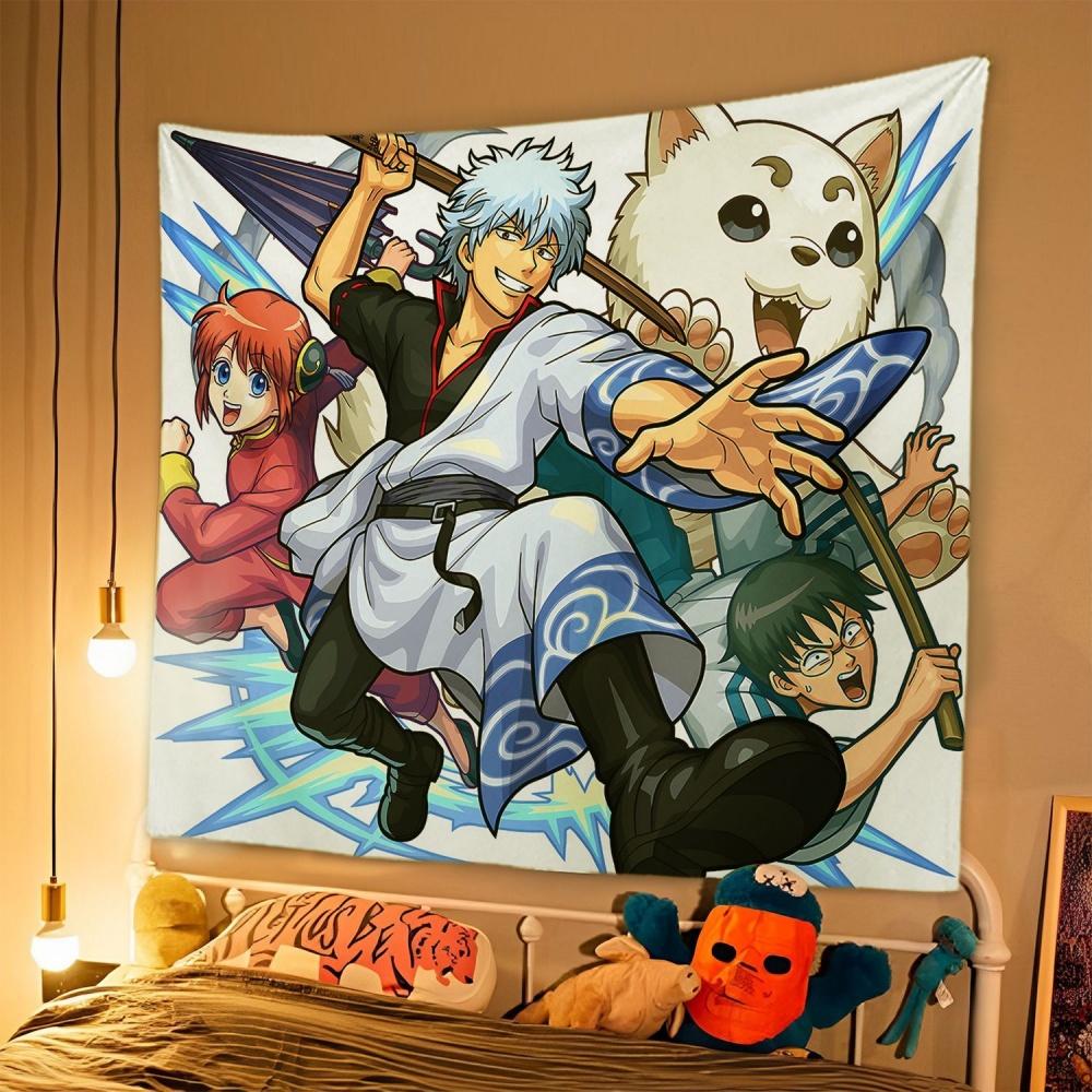 1pc Japanese Anime Tapestry GINTAMA Background Cloth Student Dormitory Bedside Bedroom Decoration Hanging Rental House Tapestry