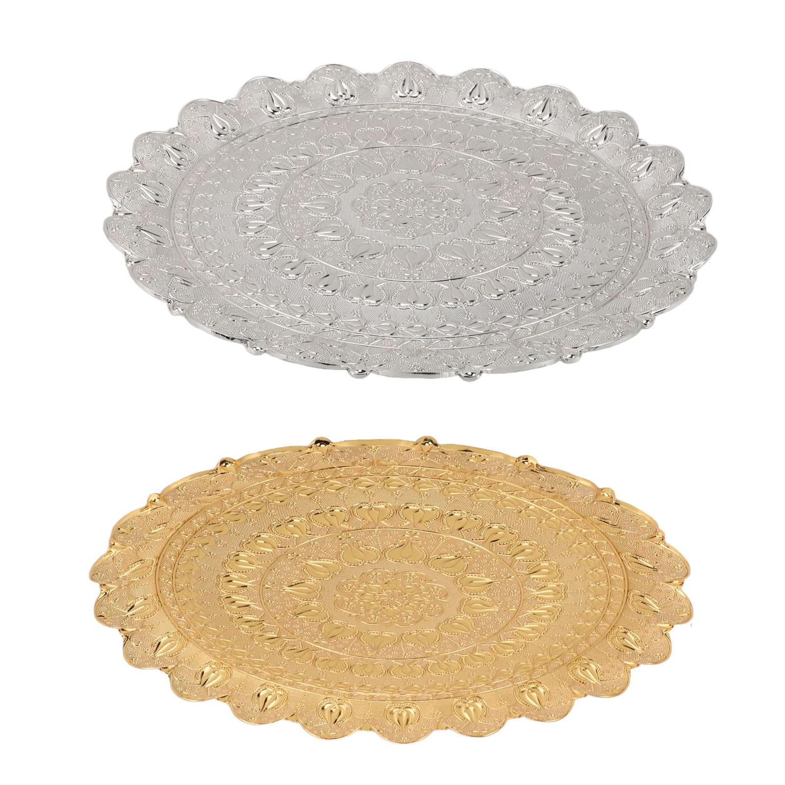 Турецкий чайный кофейный поднос в винтажном стиле с тисненым узором круглая кофейная — фото 7