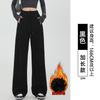 Lamb wool sweatpants women's autumn and winter new black leggings small fleece thickened Harlan sweatpants