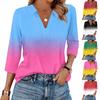 Damenmode Lässig Revers 3/4 Ärmel Print Hemd Damen V-Ausschnitt Oberteile