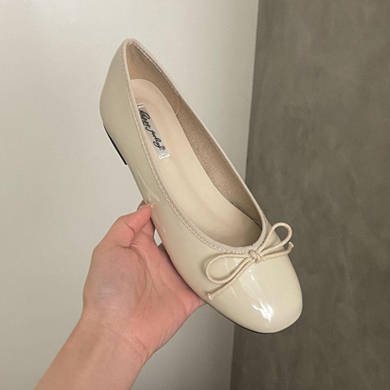 

Модная мягкая женская обувь слипоны, неглубокие женские балетки, туфли с бантом-бабочкой, модные женские балетки с круглым носком, лодочки, шлепанцы 35 бежевый