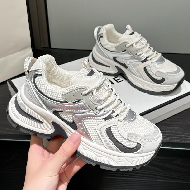 Spring and Summer New Mesh Breathable Sneakers Platform Casual Dad Shoes Board Shoes