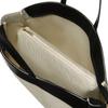 Women's City Bag Made of Genuine Leather and Polyamide Fiber In Beige-black Color - Peterson