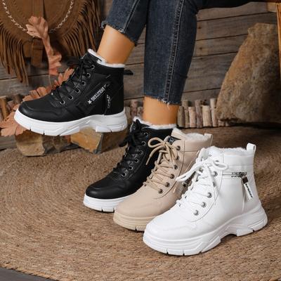 New Large-sized Martens Boots for Women, Versatile and Warm High-top Height-increasing Cotton Shoes