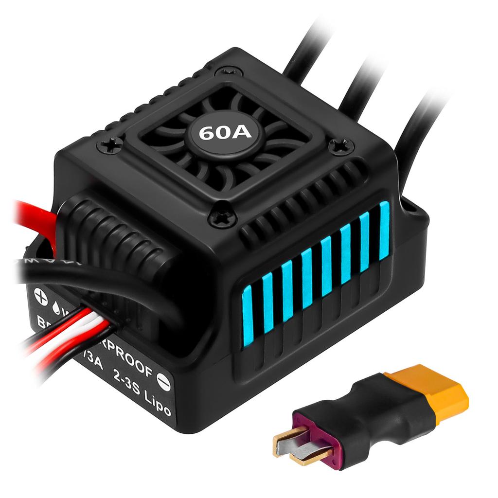 60A Electronic Speed Controller 2-3S Electric Speed Controller with 5V/3A BEC for 1/10 Remote Control Car Truck