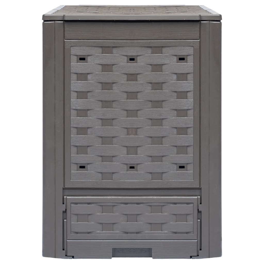 Garden Composter Set 3 Pieces Brown 60 x 60 x 83 cm 900 L Total Capacity Plastic with Rattan Finish