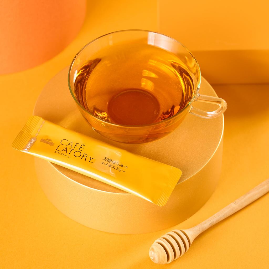 AGF Blendy Cafe Latory Sticks, Rich Honey Rooibos Tea, 7 Sticks X 6 Boxes [Honey Black Tea] [Black Tea Sticks] [Caffeine-Free]