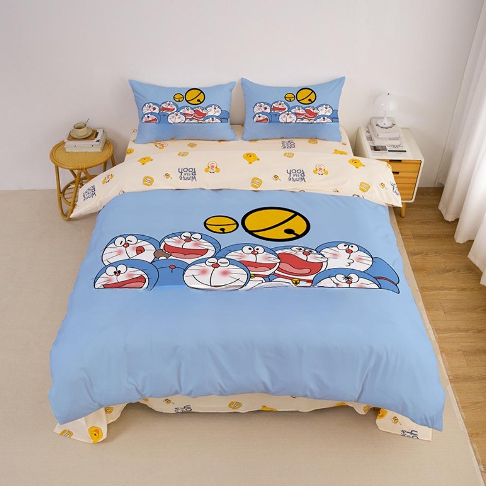 Blue Robotic Cat Bedroom set,Children'sGift Teenagers Adulte Microfibre Double Bed 2/3 pieceDuvet Coverwith Zip Room Decor