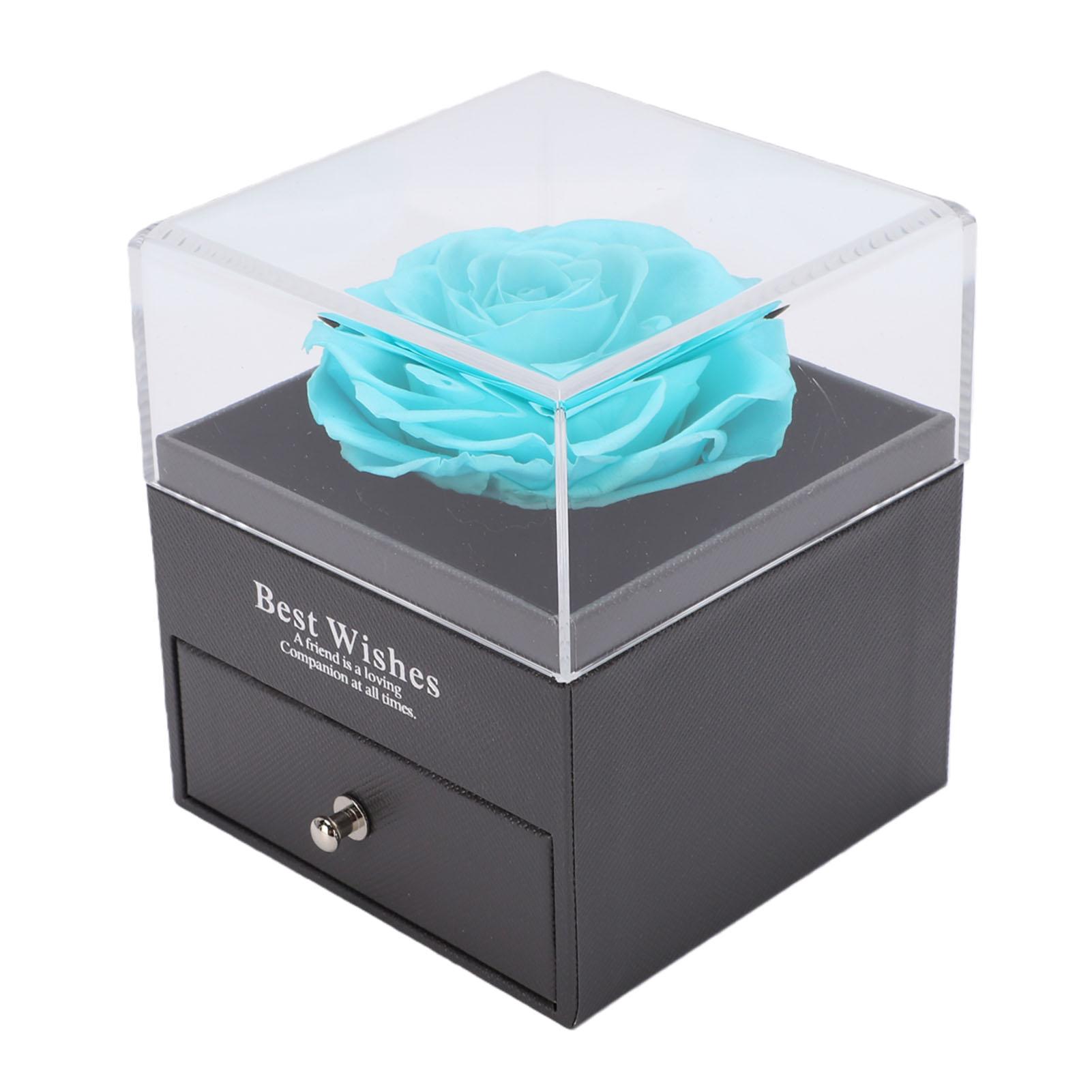

Preserved Flower Jewelry Box Heart Pendant Displaying Eternal Flowers Necklace Box with Slide Out Drawer for Birthday синій