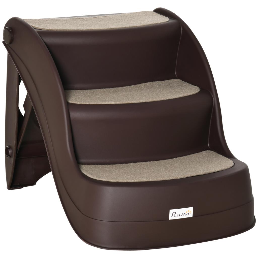 Dog Stairs, Folding, 3 Non-Slip Steps, 49 x 38 x 38 cm, Brown