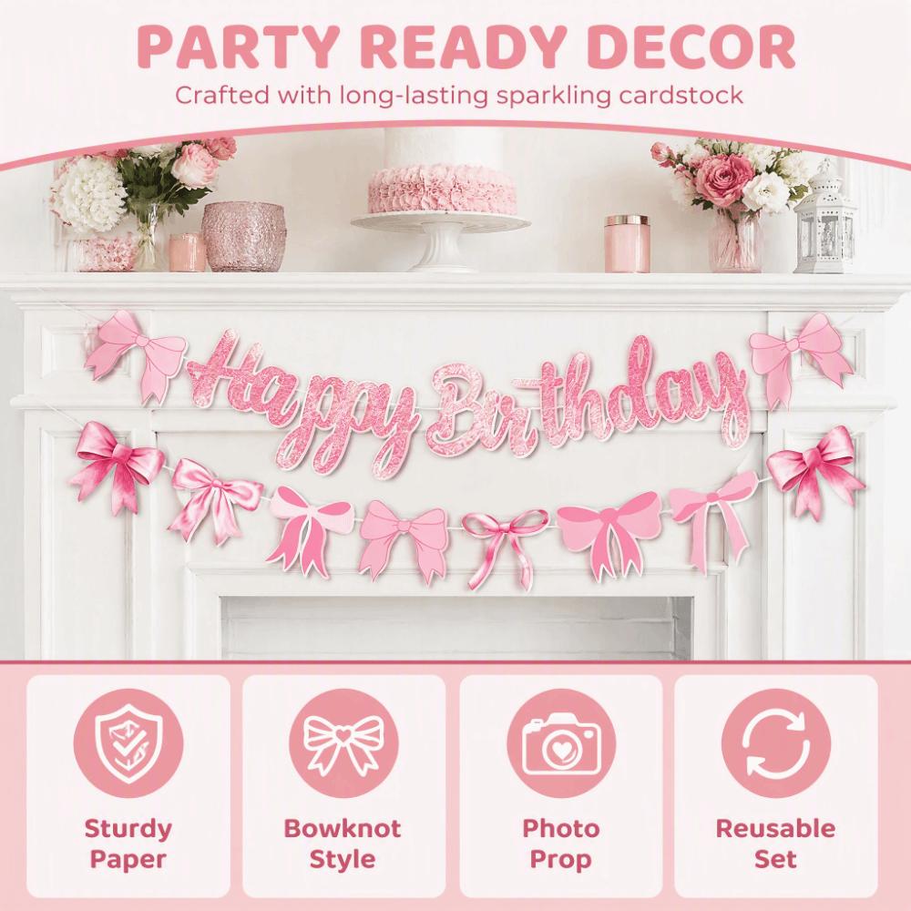 Butterfly Bowknot Flower Butterfly Garland Cartoon Wall Hanging Banner Birthday Party