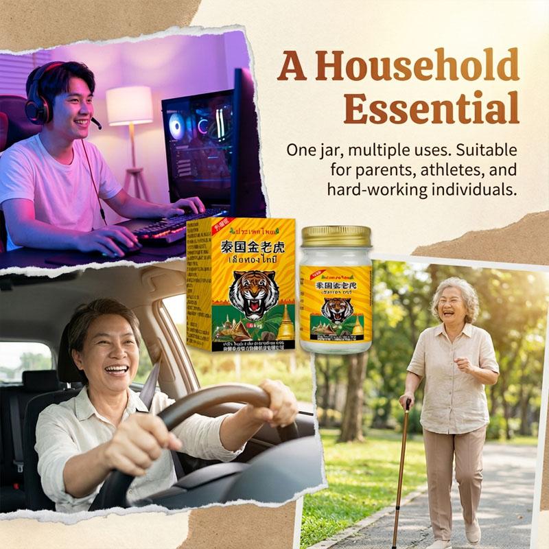 Thailand Golden Tiger Herbal Ointment 55g - Joint & Muscle Pain Relief Cream for Neck, Back, and Shoulder