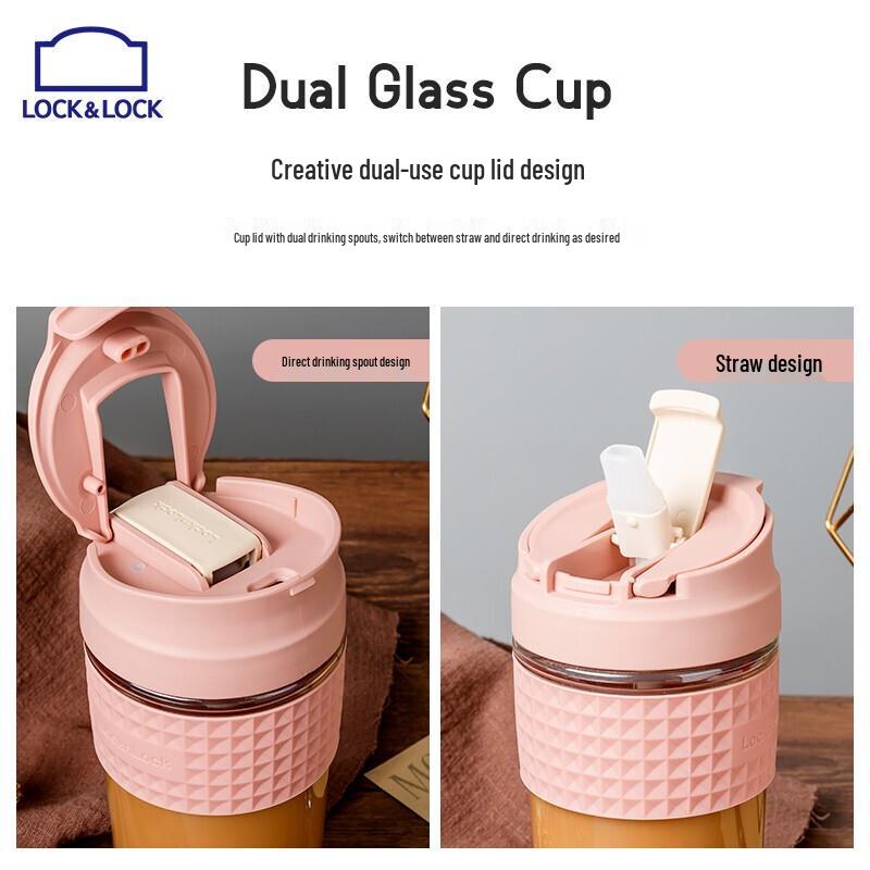 LOCK&LOCK LLG613 Glass Water Bottle with Straw