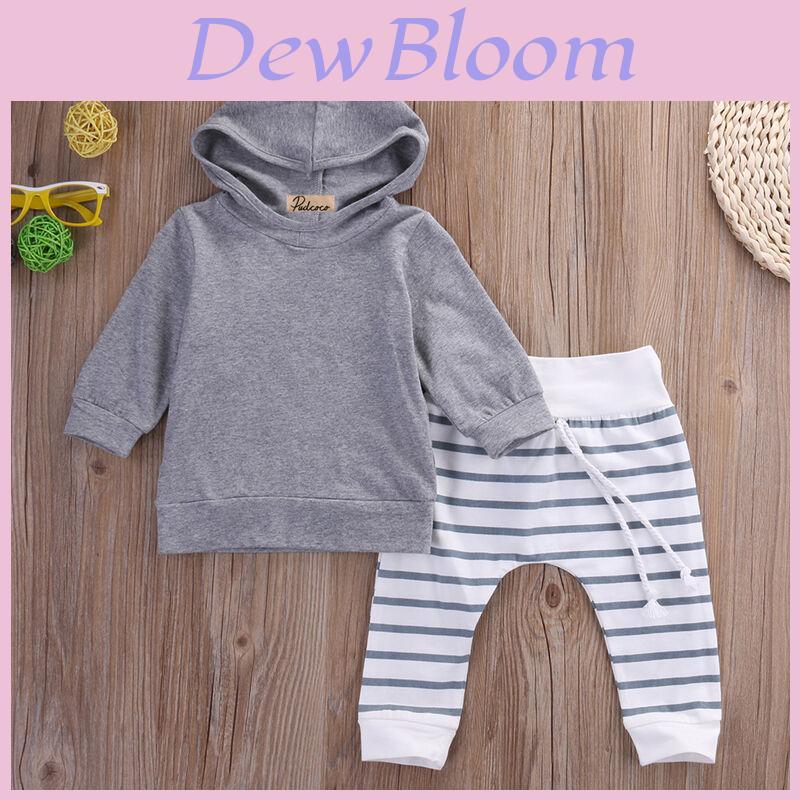 Toddler Kids Baby Boys Cozy Hooded Shirt Tops And Comfortable Pants Twopiece Outfits