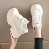 Mix Color Chunky Platform Sneakers Women Lace-Up Thick Bottom Vulcanzied Shoes Female Pu Leather Non-Slip Sports Shoes Woman