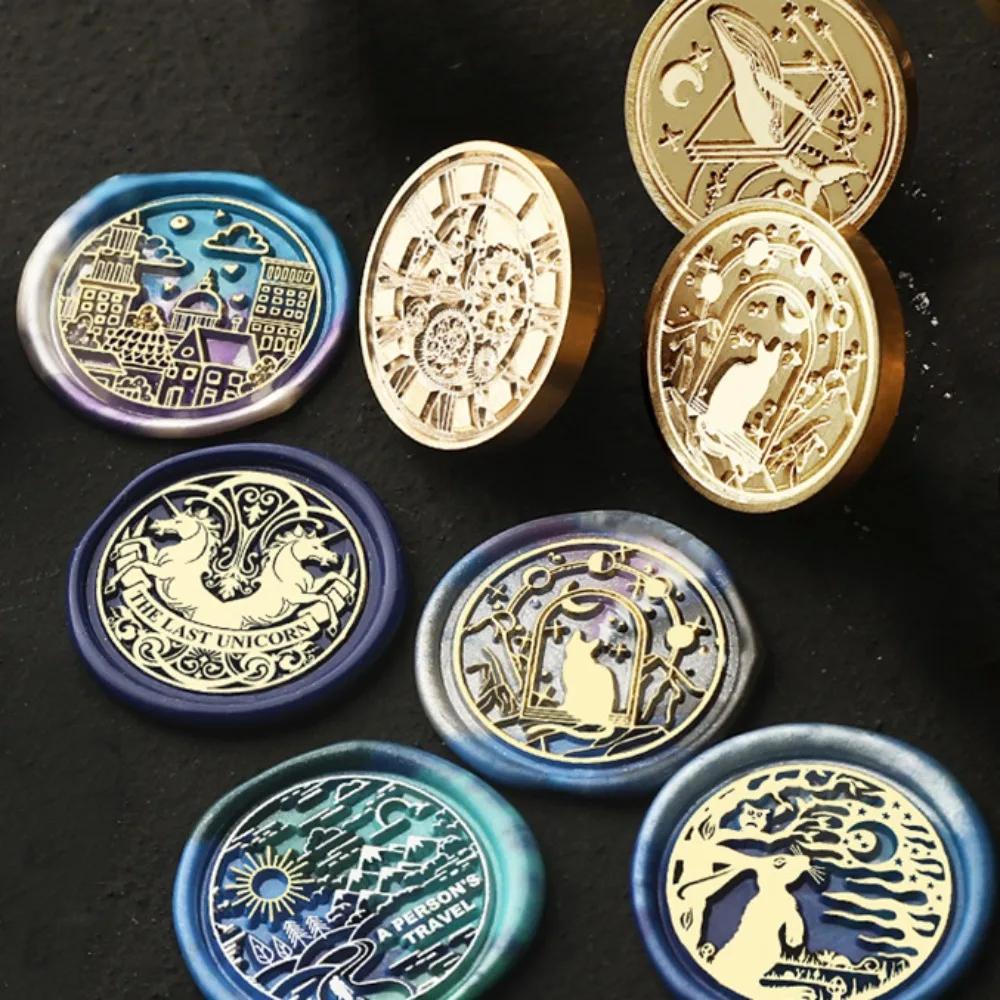 Butterfly Icon Wax Seal Stamp Replace Head Antique Metal Star Sky Pattern Sealing Wax Seals Head Retro Flowers