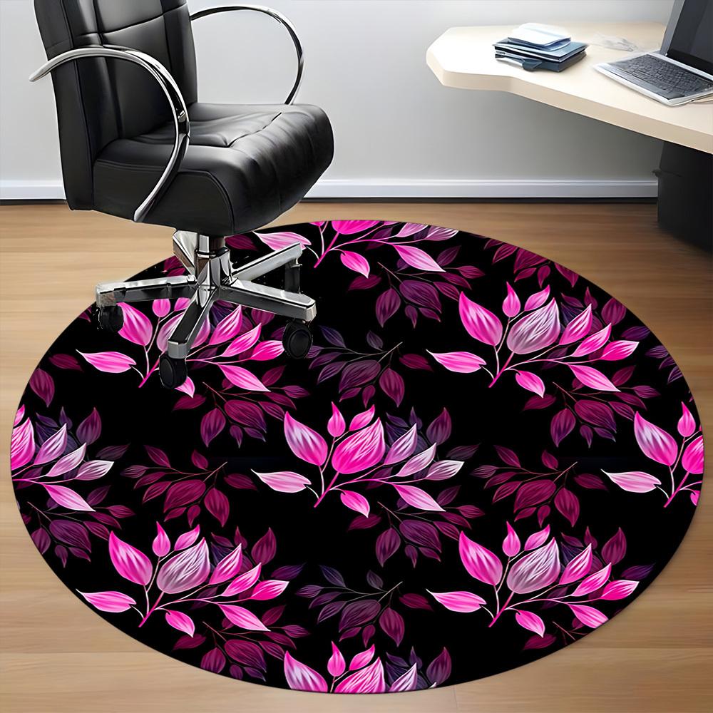 1pc Floral Pattern Office Round Rug, Non-slip, Soft and Durable Office Rug for Interior Decoration, Perfect for Office,Decoration yy260204066