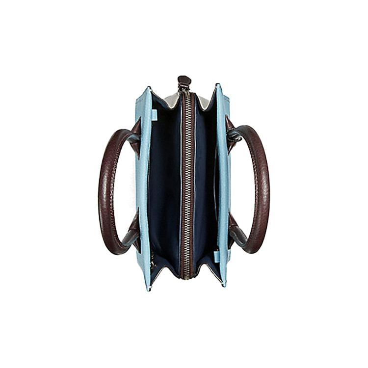 New COACH Cashin Leather Tote Bag, Shopping Bag, Handbag, Shoulder Bag, Crossbody Bag Small Women's Blue & Black 732-V5QVD