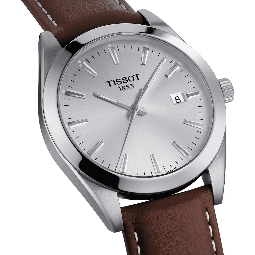 Tissot Reloj de Moda para Hombre con Correa de Cuero y Esfera Plateada T127.410.16.031.00