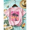Sun Salt Sand Coconut Tree Prints T-Shirts Womens Summer Short Sleeve T Shirt O-Neck Oversized Tops Basic Soft Clothes