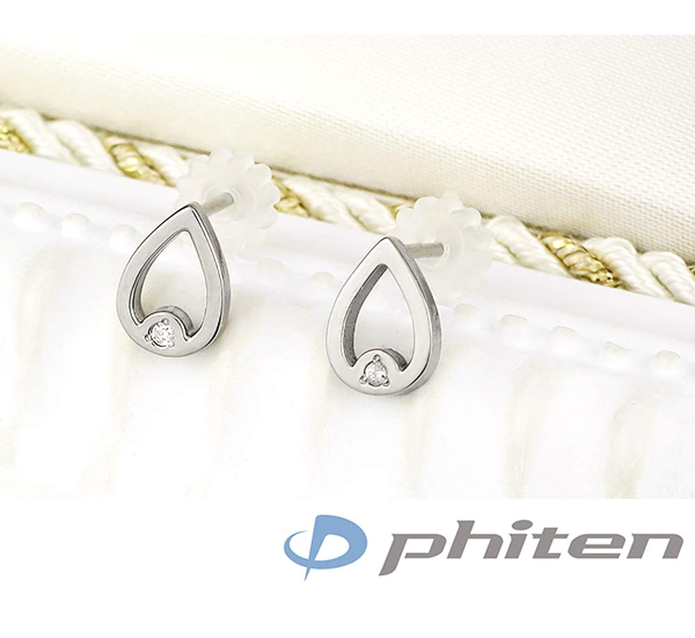 [Fefe] fe-fe x phiten [Special Edition] Phiten Titanium Women's 2-Piece Diamond Drop Stud Earrings for Both Ears, Sports & Health