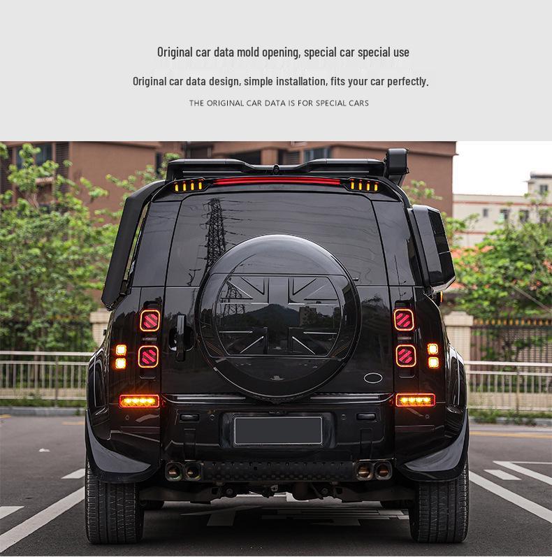 Rear Spoiler with Lights for 2020-2025 Land Rover Defender: Turn Signal, Daytime Running, Brake Lights, Mechanical Version