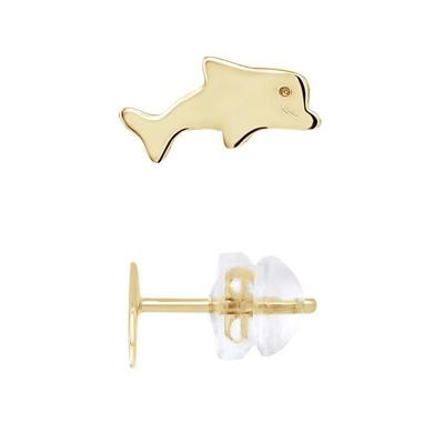 Earrings - LÉA &; ARTHUR - DOLPHIN - 375 Yellow Gold - Stud - Child