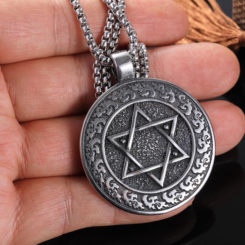 

Stainless Steel Star of David Pendant Necklace with Full Diamond Hip Hop Design
