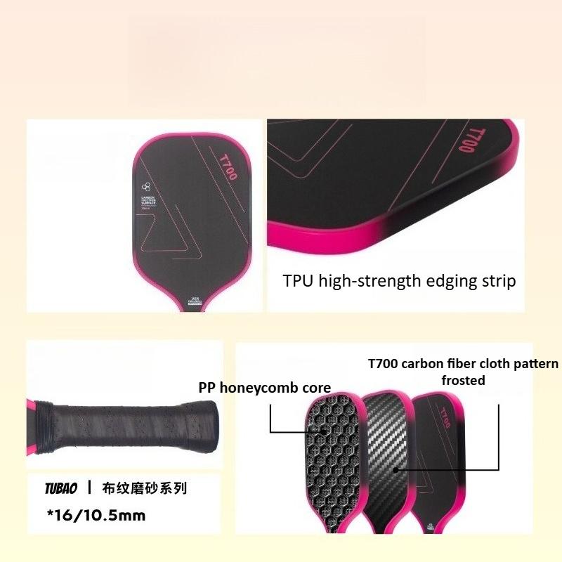 T700 Carbon Fiber Pickleball Paddle Thermoformed 16mm Indoor Outdoor Pickleball Paddle Textured Pickleball Racket for Spin