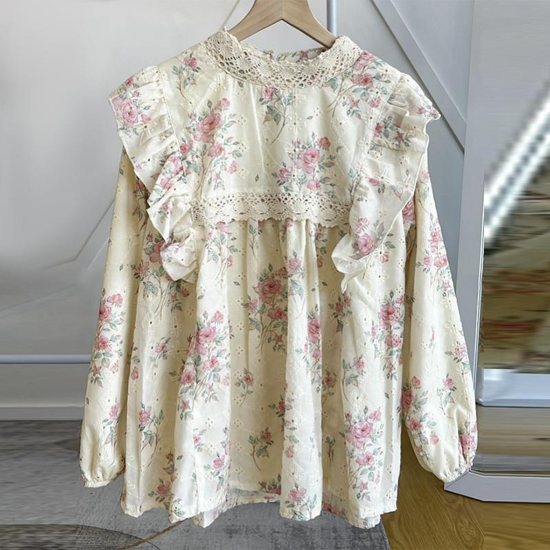 

ZANZEA Женская свободная повседневная блузка с длинным рукавом и цветочным принтом S светло-зеленый