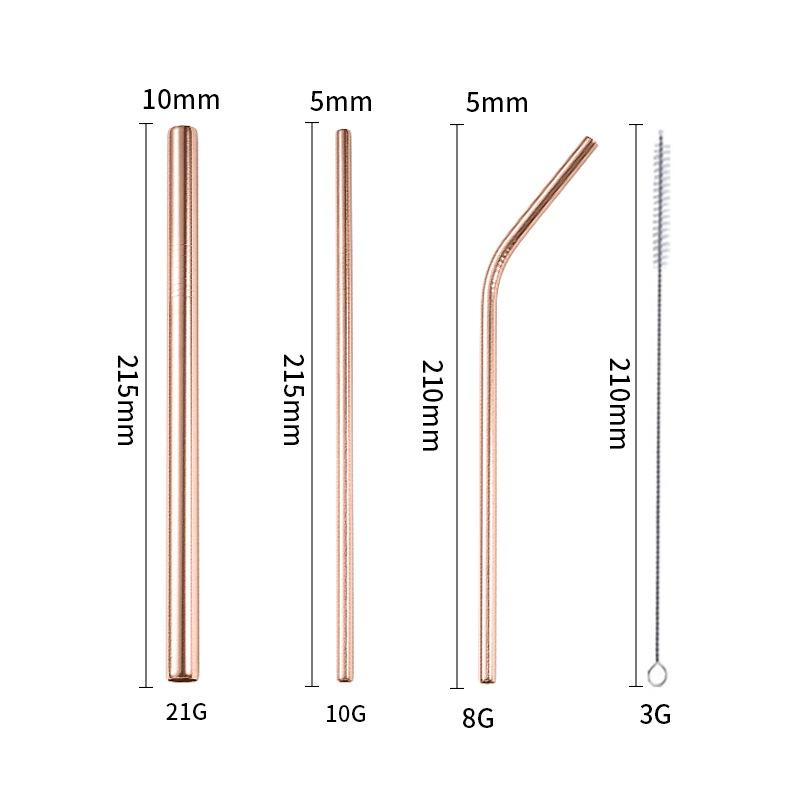 4PCS Stainless Steel Straw Reusable Metal Drinking Straw With Cleaner Brush For Home Party Barware Bar Accessories