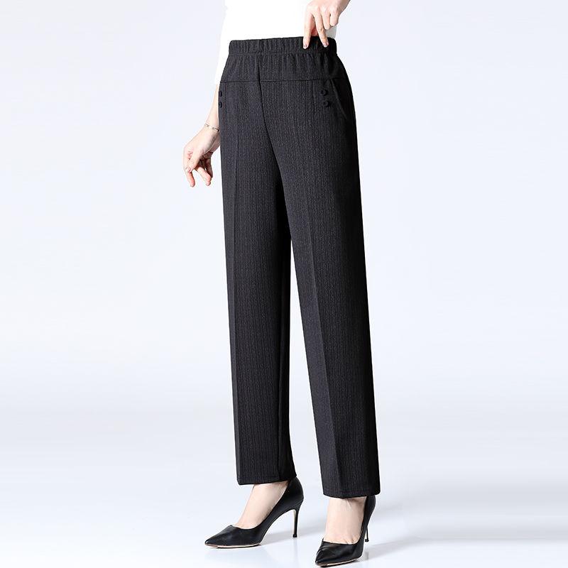 

Жіночі штани весна-осінь еластичні штани з високою талією прямі штани мати зима теплі флісові штани 8XL