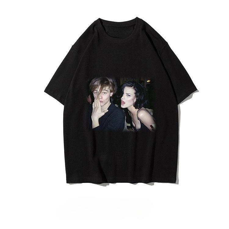 2025 New Essential Cotton Unisex T-Shirt Fashion Printing Soft Breathable Crew Neck Fashion Men's and Women's T-Shirts One Piece