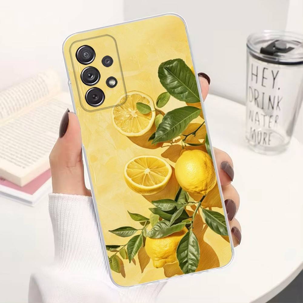 Frucht Zitrone Malerei Handyhülle Für Samsung Ultra,FE,A30,71,51,S9,10,20,Lite, S22,23,21,Plus, Transparent, Silikon