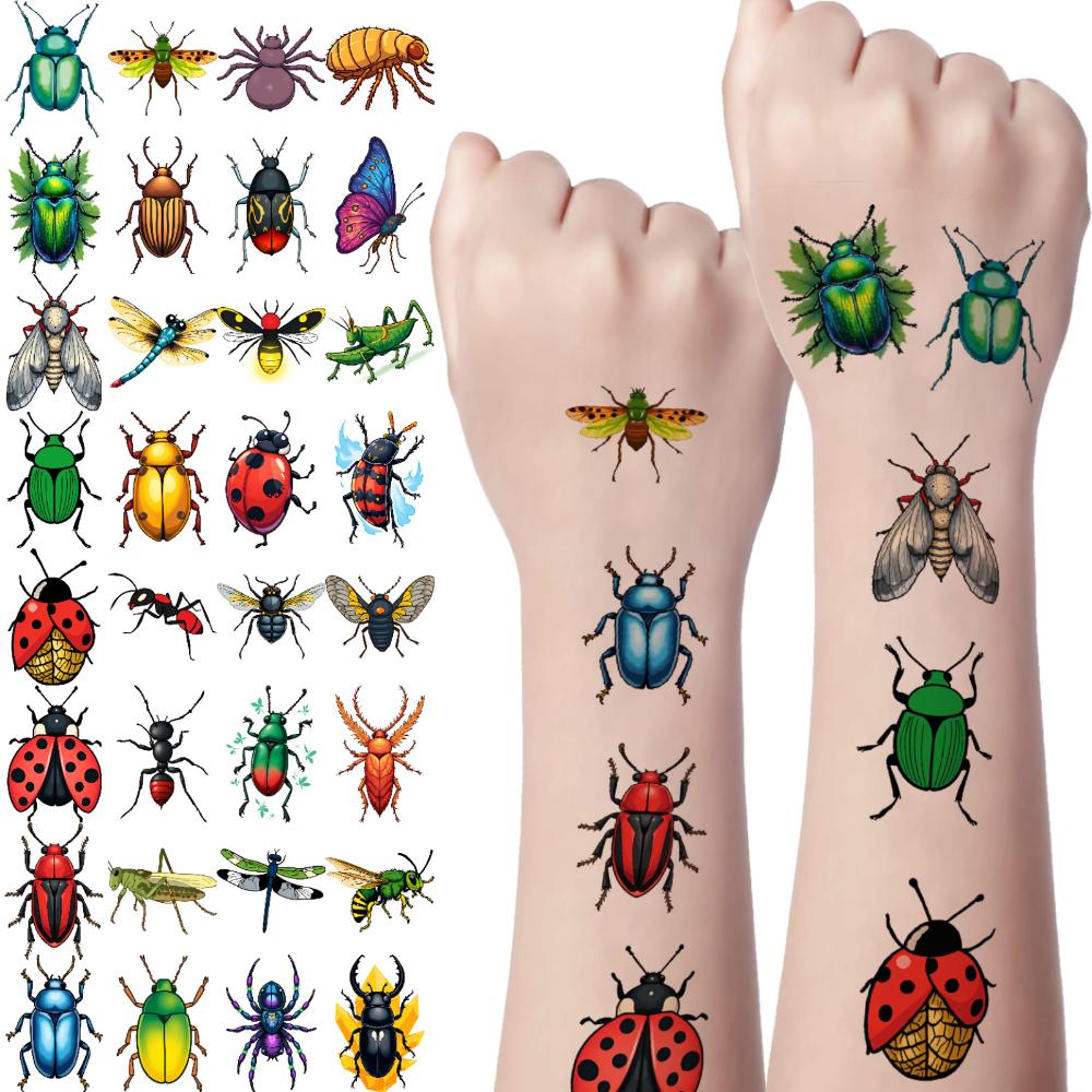 54pcs Temporary Tattoo Stickers Waterproof Long Lasting Body Stickers Cute Insect Body Art Arm Fake Tattoos for Women Men