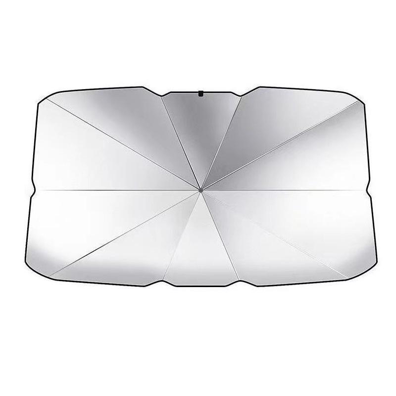 Customizable Titanium Silver Car Sun Shade with Openable Front Windshield Protection