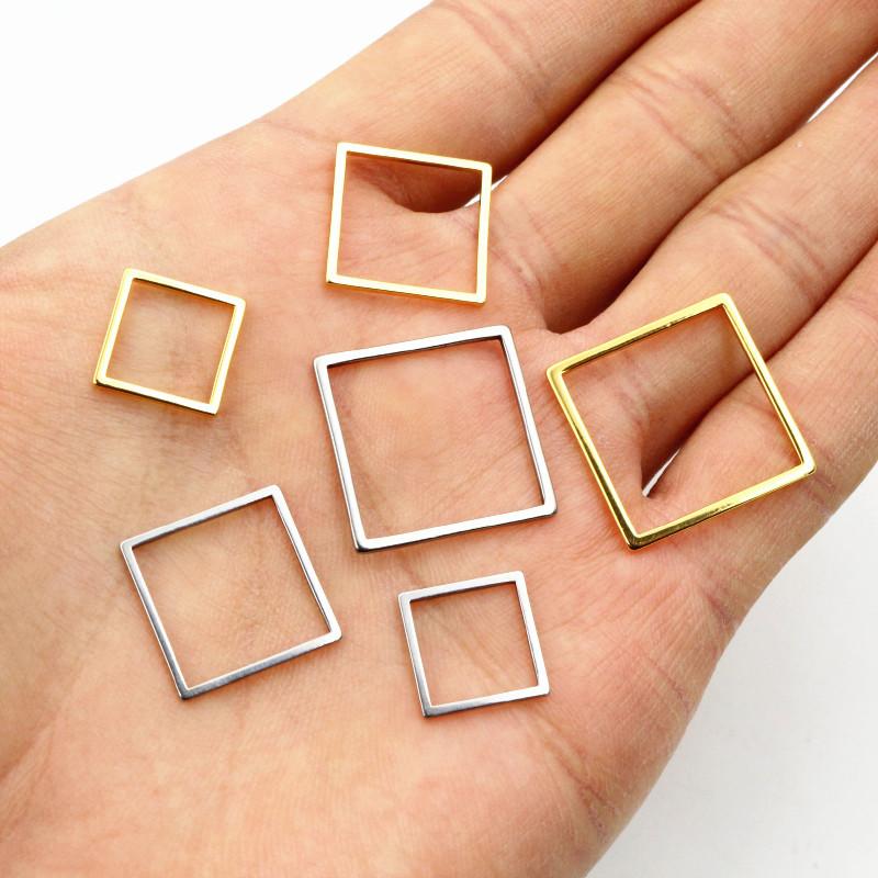 20pcs Stainless Steel Hollow Square Frame Pendant Charms Open Pressed Resin Frame Mold Bezel DIY Jewelry Making Accessories