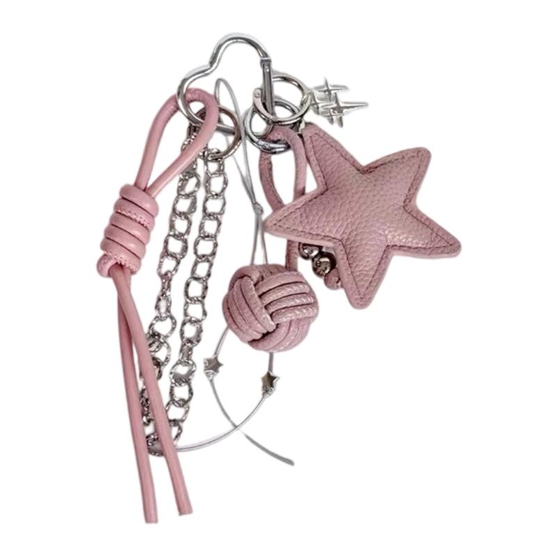 Stern Schlüsselanhänger Schleife Stern Anhänger Hängender Anhänger Legierung und PU Textur für jugendliche Trendsetter und Kunstliebhaber