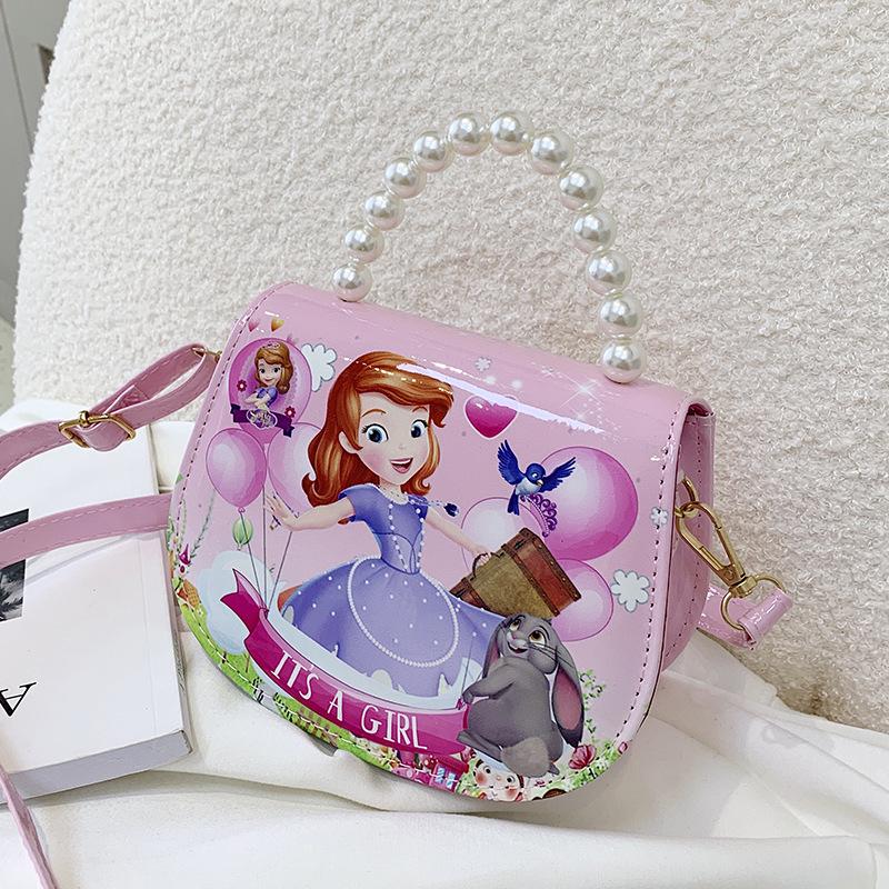 Princess-Style Cartoon Crossbody Bag - Cute Handheld Shoulder Purse for Girls